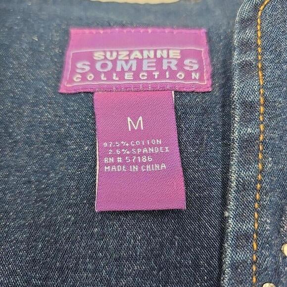 Suzanne Somers Collection Embroidered Floral Rhinestone Jean Jacket Size M - Picture 8 of 12